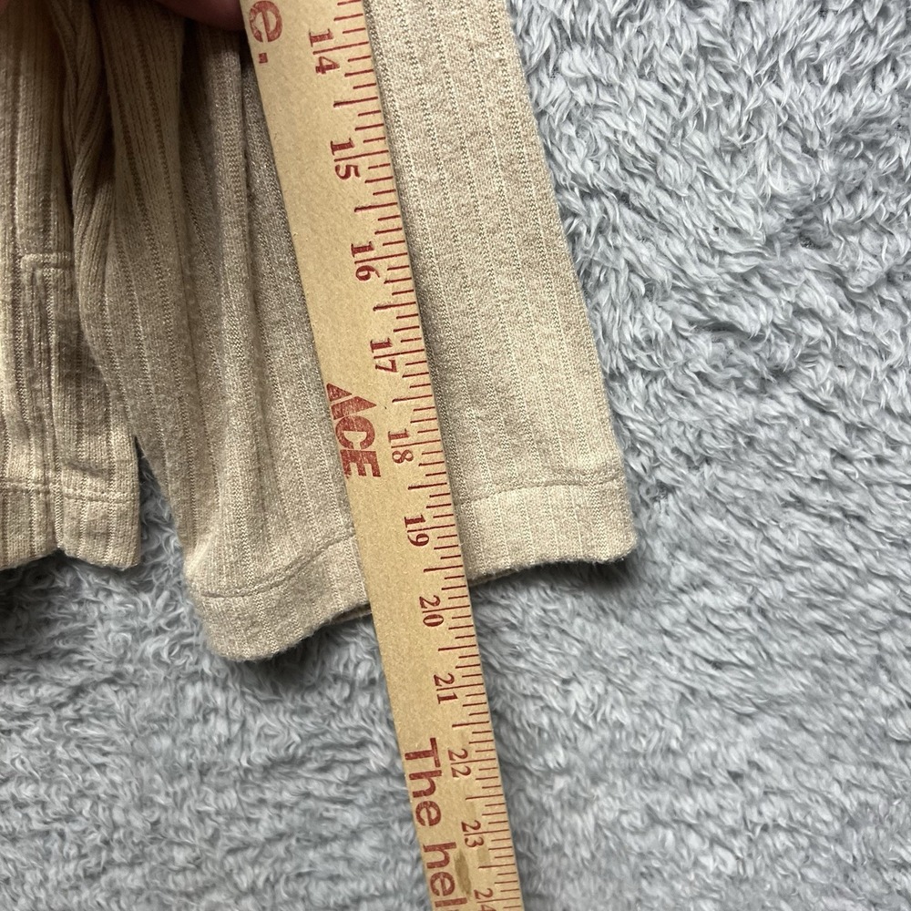 Madewell Swaeater Top Womens XL Beige Ribbed‎ Polo Long Sleeve Relaxed Polo - Picture 9 of 10